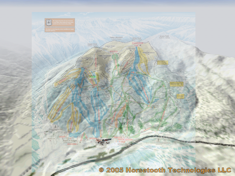 Route map superimposed on mountain